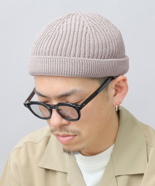 Besiquenti(ベーシックエンチ)/アクリルコットン ショート ロールワッチ ニット帽 ワッチ 帽子 メンズ カジュアル /パープル