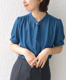 SHIPS WOMEN(シップス　ウィメン)/* 〈接触冷感 / 手洗い可能〉ボウタイ ショート スリーブ ブラウス◇/ダークグリーン