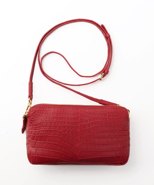 ナイルクロコダイルマット加工ミニショルダーバッグ 本革 なし