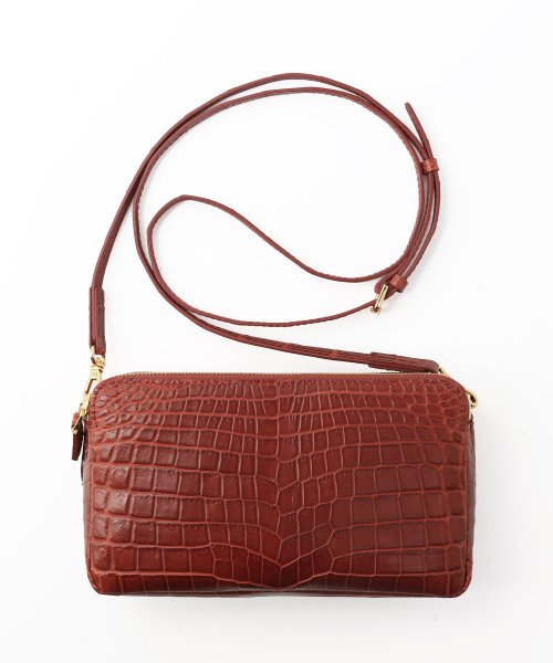 ナイルクロコダイルマット加工ミニショルダーバッグ 本革 なし