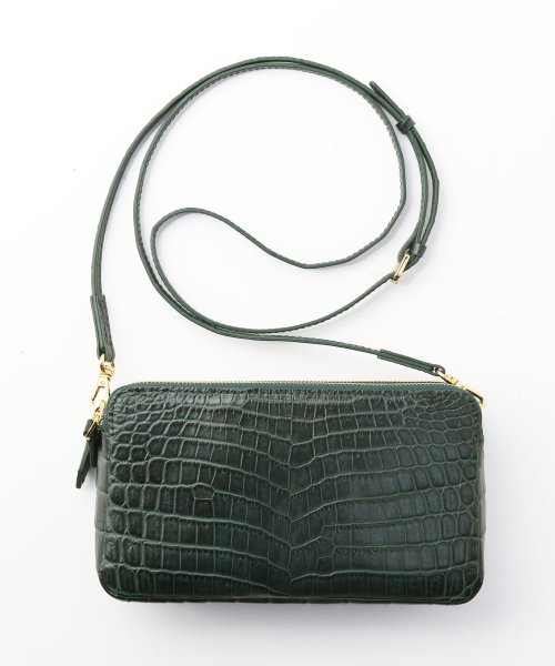 ナイルクロコダイルマット加工ミニショルダーバッグ 本革 なし