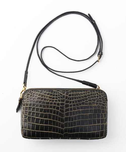 ナイルクロコダイルマット加工ミニショルダーバッグ 本革 なし