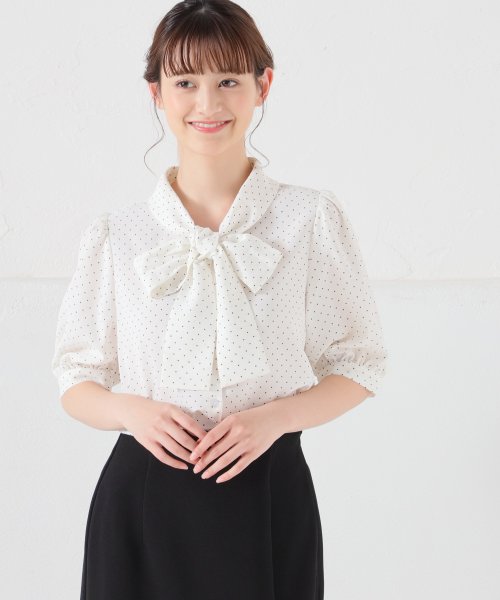 セール】 ハニーズ(Honeys) |5分袖ボウタイブラウス(505240550) MAGASEEK Honeys 5分袖ブラウス