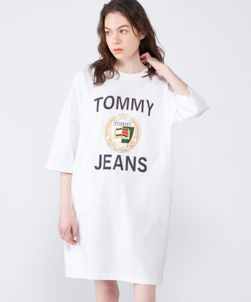 TOMMY JEANS(トミージーンズ)/オーバーサイズリュクスTシャツワンピース/ホワイト