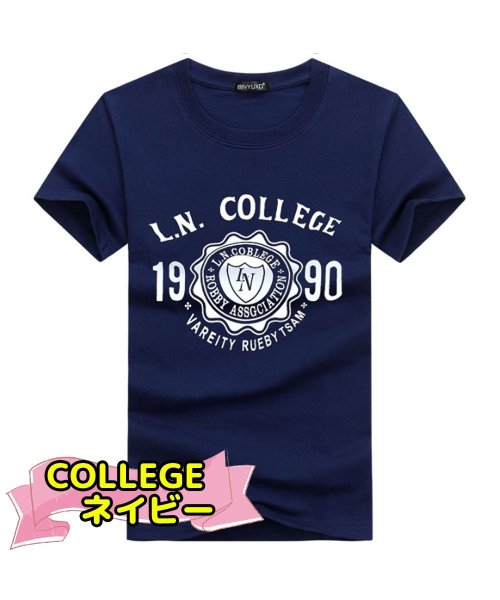 mowmow(マウマウ)/Tシャツ メンズ レディース 半袖 カットソー 男女兼用 ペアルック おしゃれ クルーネックTシャツ ストリート アメカジ/ネイビー