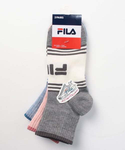 FILA socks Ladies(フィラ　ソックス　レディース)/甲ロゴ ショートリブソックス 3足組 レディース/その他1