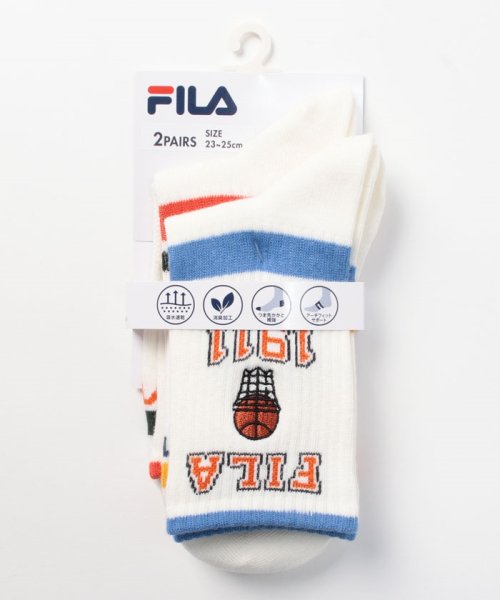 FILA socks Ladies(フィラ　ソックス　レディース)/バスケットボール柄刺繍 ソックス 2足組 レディース/その他1