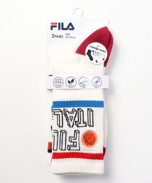 FILA socks Mens(フィラ　ソックス　メンズ)/バスケットボール柄 リブソックス 2足組 メンズ/その他1