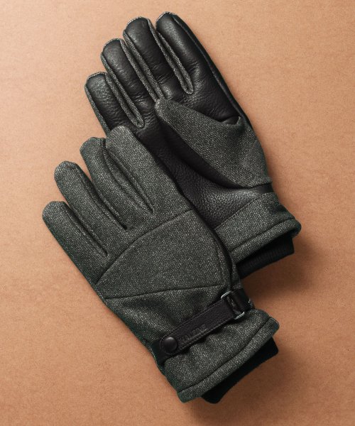 ダウンファブリックオイルレザーメンズ手袋本革 5cm