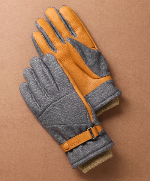 ダウンファブリックオイルレザーメンズ手袋本革 5cm