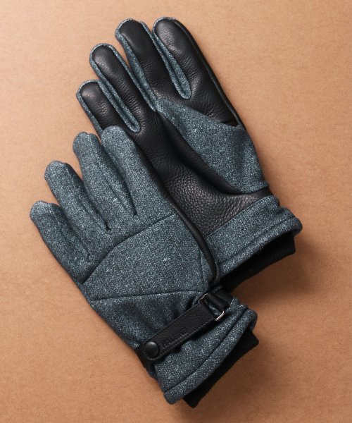 ダウンファブリックオイルレザーメンズ手袋本革 5cm