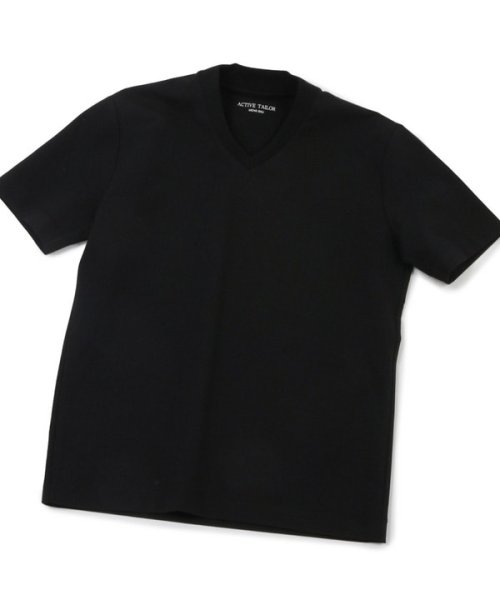 Men's Bigi(メンズビギ)/【ACTIVE TAILOR】シルケットスムースVネックTシャツ/ブラック