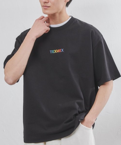 coen(coen)/common　good（コモングッド）別注TEXMEXロゴマルチカラー刺繍Tシャツ/BLACK