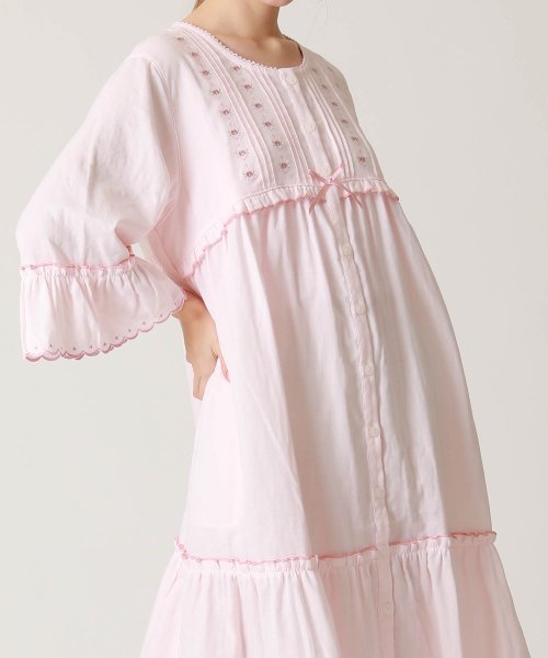 Narue(ナルエー)/50/ダブルガーゼクラシカルローズ刺繍ドレス/ピンク