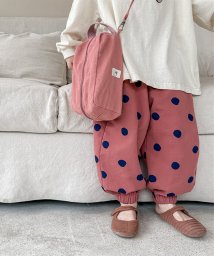 aimoha(aimoha（アイモハ）)/【aimoha－KIDS－】韓国子供服　可愛いドット総柄裾絞りパンツ/レッド