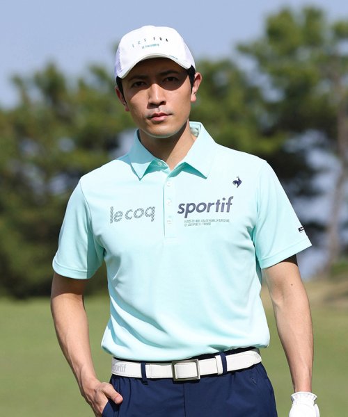 le coq sportif GOLF (ルコックスポルティフ（ゴルフ）)/EXcDRYロゴ半袖シャツ (吸汗速乾/UV CUT(UPF15)/高速ドライ/EXcDRY D－Tec（エクシードライ　ディーテック【アウトレット】/エメラルド(ブルー系)