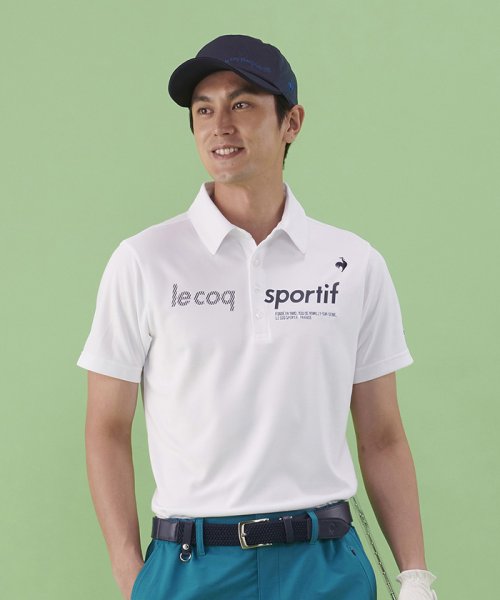 le coq sportif GOLF (ルコックスポルティフ（ゴルフ）)/EXcDRYロゴ半袖シャツ (吸汗速乾/UV CUT(UPF15)/高速ドライ/EXcDRY D－Tec（エクシードライ　ディーテック【アウトレット】/ホワイト