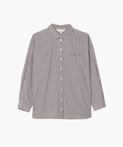 To b. by agnes b. OUTLET(トゥー　ビー　バイ　アニエスベー　アウトレット)/【Outlet】 WU09 SHIRT ストライプロングスリーブシャツ/ブラウン