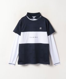 FILA GOLF(フィラゴルフ（レディース）)/【ゴルフ】ECOジャガード ロゴプリント 半袖シャツインナーセット レディース/ネイビー