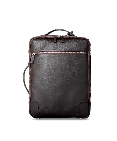 GUIONNET(GUIONNET)/GUIONNET バックパック PG008 2WAY SHRINK LEATHER BACKPACK ギオネ 3way シュリンクレザー メンズ レディース  /ダークブラウン