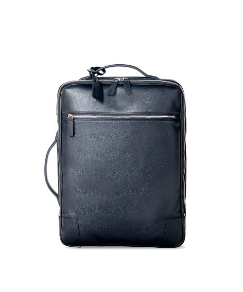 GUIONNET(GUIONNET)/GUIONNET バックパック PG008 2WAY SHRINK LEATHER BACKPACK ギオネ 3way シュリンクレザー メンズ レディース  /ネイビー