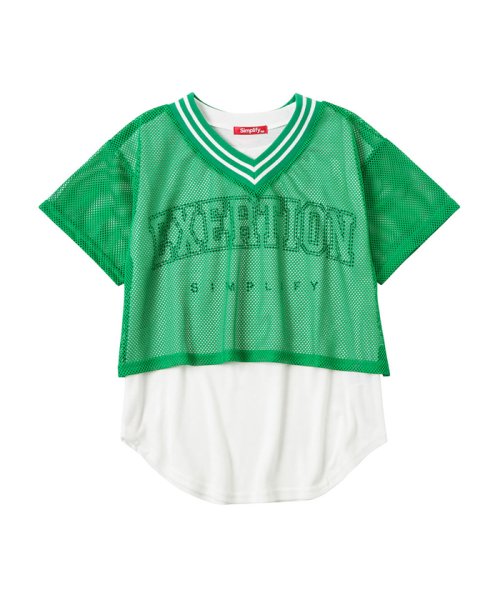 MAC HOUSE(kid's)(マックハウス（キッズ）)/Simplify シンプリファイ メッシュレイヤードTシャツ J60598DM/グリーン