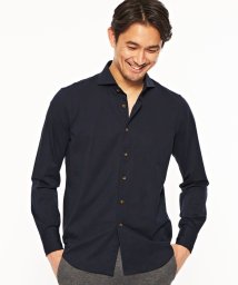 green label relaxing(グリーンレーベルリラクシング)/【WEB限定】JUSTFIT シルケット カット 長袖 シャツ －抗菌－/NAVY