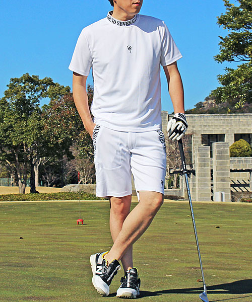 【セール】ゴルフウェア セットアップ 上下 メンズ モックネックシャツ GIORNO SEVEN ジョルノセブン ハイネック ゴルフ  吸湿速乾ドライメッシュ ハーフパンツ(505245882) トップイズム(TopIsm) MAGASEEK