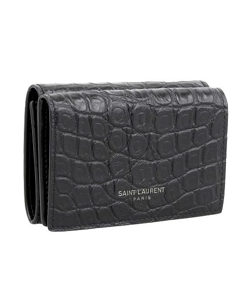 SAINT LAURENT サンローラン クロコ 型押し 三つ折り 財布(505246257 