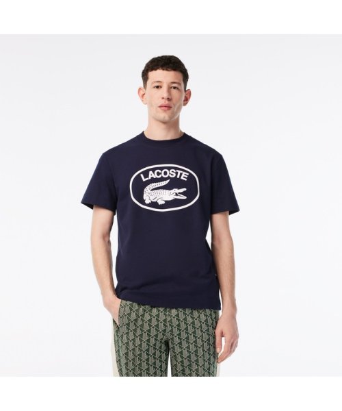 LACOSTE Mens(ラコステ　メンズ)/トーンオントーン ラコステグラフィック Tシャツ/ネイビー×ホワイト