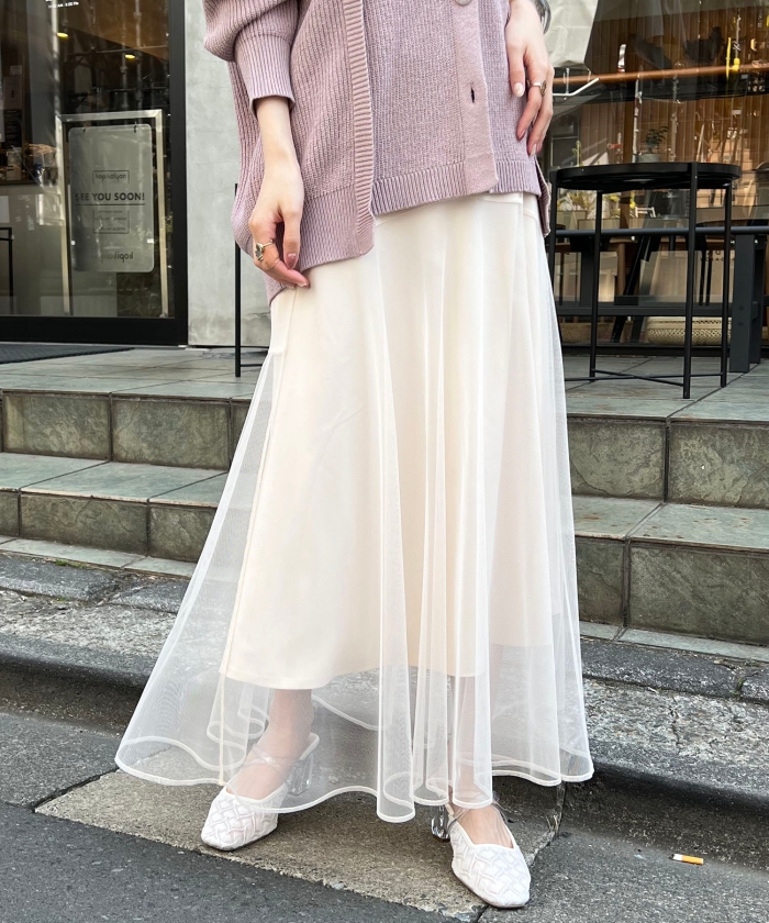 ♡♡人気商品♡♡VERNISSAGE シェルピンク シルク チュールスカート♡♡ ♡♡人気商品♡♡VERNISSAGE シェルピンク シルク チュール
