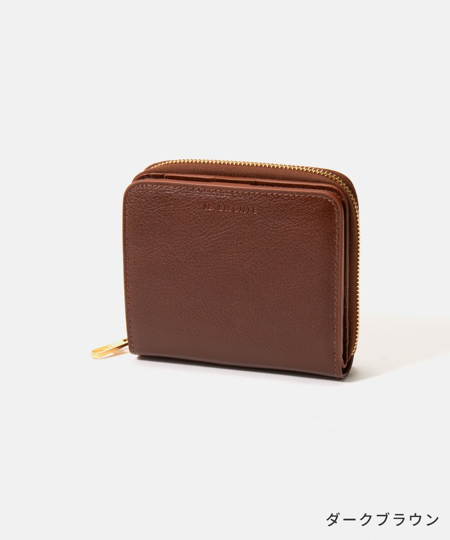 新品】【IL BISONTE】折財布 二つ折り ブラック シンプル 保存袋付き 