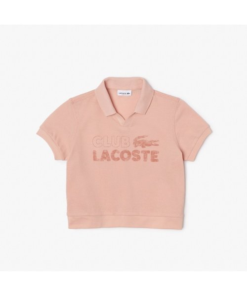 LACOSTE KIDS(ラコステ　キッズ)/GIRLS ヴィンテージプリントスキッパーネックポロシャツ/ピンク