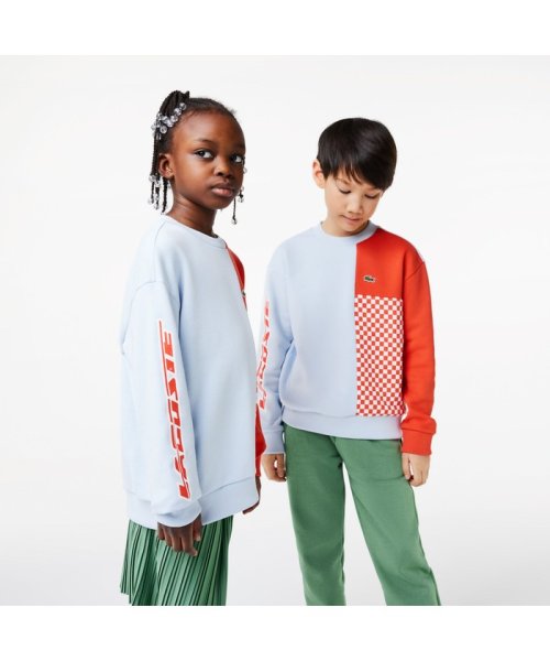 LACOSTE KIDS(ラコステ　キッズ)/BOYS アシンメトリーカラーブロッククルーネックスウェット/ライトブルー