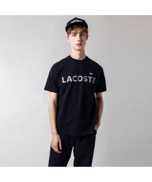 LACOSTE Mens(ラコステ　メンズ)/ヘビーウェイトブランドネーム ラバープリント ロゴ半袖Tシャツ/ブラック