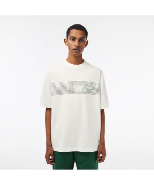 LACOSTE Mens(ラコステ　メンズ)/クラシックテニスプリントルーズフィットTシャツ/オフホワイト