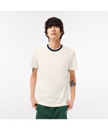 LACOSTE Mens(ラコステ　メンズ)/配色ネックリブストレッチ鹿の子Tシャツ/ホワイト