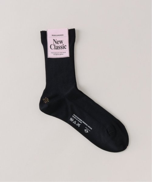 NOBLE(スピック＆スパン ノーブル)/【MARCOMONDE】fine gauge cotton ribbed sock/ブラック