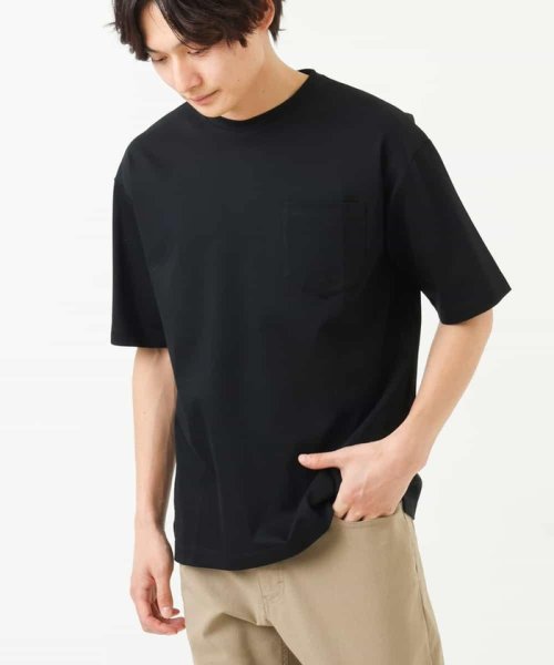 a.v.v (MEN)(アー・ヴェ・ヴェメンズ)/【接触冷感/S－XXL】シルケットスムースワイドシルエットTシャツ/ブラック