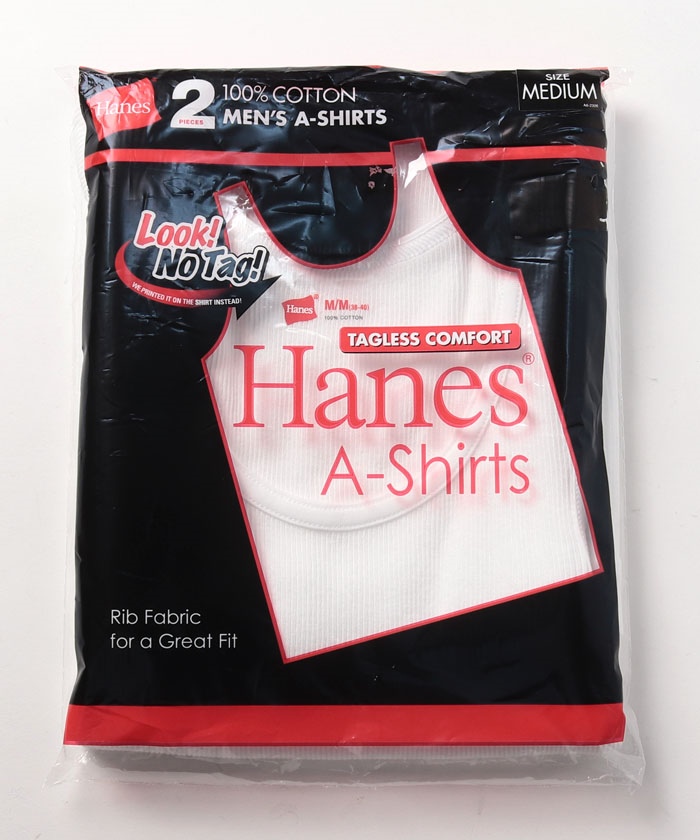 赤パック 2枚組 2P タンクトップ Aシャツ HANES