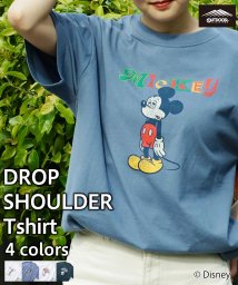 OUTDOOR PRODUCTS(アウトドアプロダクツ)/【OUTDOORPRODUCTS】DISNEY/ディズニー ミッキー パッチ (101匹わんちゃん) プリント 刺繍 Tシャツ オーバーサイズ  ゆったり/ブルーグレー