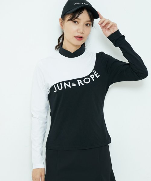 JUN and ROPE(ジュン＆ロペ)/【UV】【吸水速乾】チューリップ襟長袖プルオーバー/ブラック（01）