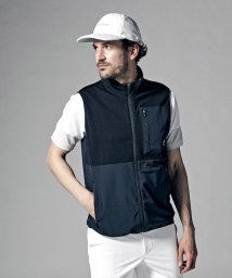 Munsingwear(マンシングウェア)/メッシュジャカード前開きカットソーベスト【アウトレット】/ブラック