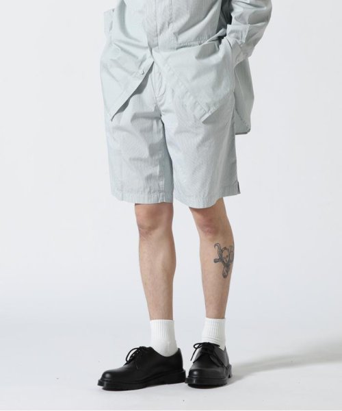 GARDEN(ガーデン)/YOKE/ヨーク/Garment Dye Stripe Belted Wide Shorts/ライトグリーン