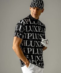 LUXEAKMPLUS(LUXEAKMPLUS)/LUXEAKMPLUS(リュクスエイケイエムプラス)ゴルフ 総柄ロゴモックネック半袖Tシャツ【ゴルフ】/ブラック