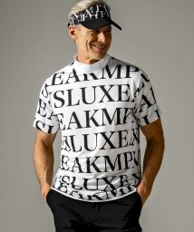 LUXEAKMPLUS(LUXEAKMPLUS)/LUXEAKMPLUS(リュクスエイケイエムプラス)ゴルフ 総柄ロゴモックネック半袖Tシャツ【ゴルフ】/ホワイト