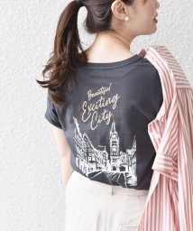 SHIPS WOMEN(シップス　ウィメン)/* オーガニックコットン アンティーク調 線画 TEE◇/ダークグレー