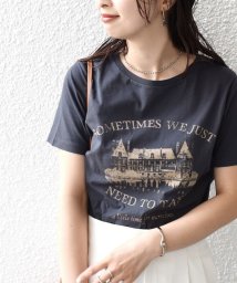 SHIPS WOMEN(シップス　ウィメン)/* オーガニックコットン アンティーク調 線画 TEE◇/チャコールグレー