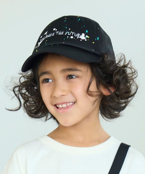 SHOO・LA・RUE(Kids) (シューラルーキッズ)/ペイントメッシュCAP/ブラック（019）