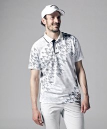 Munsingwear(マンシングウェア)/SUNSCREENビッグハウンドトゥースグラデーション総柄シャツ(吸汗速乾/UV CUT(UPF30)/遮熱)【アウトレット】/ホワイト